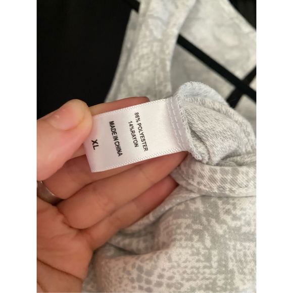 MUK LUKS NWT Gray White Drawstring Romper, Size XL - Picture 4 of 6